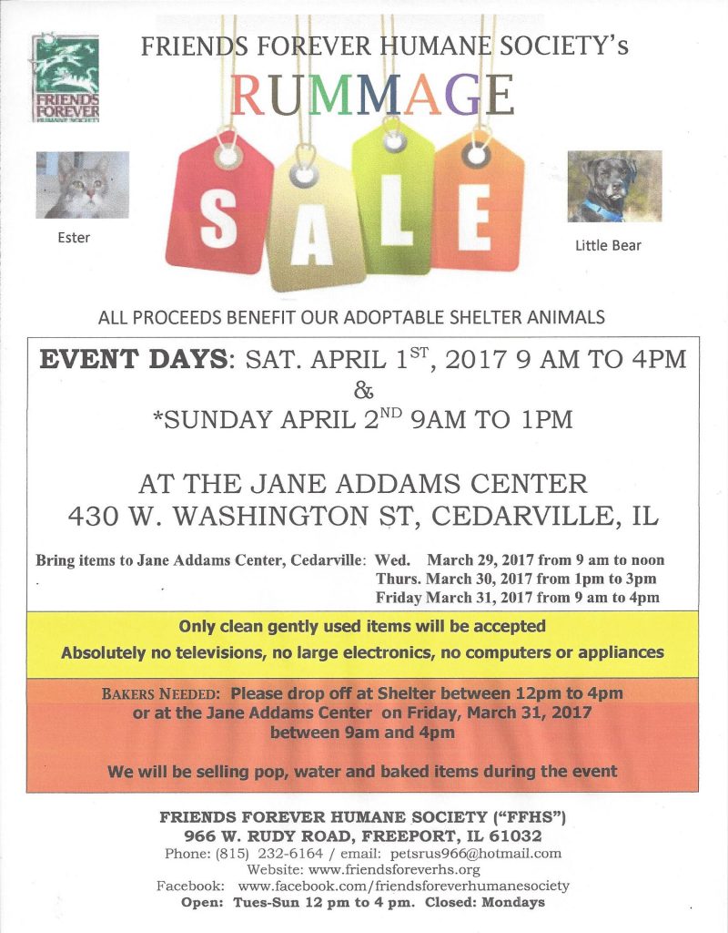 Friends Forever Rummage Sale April 2017